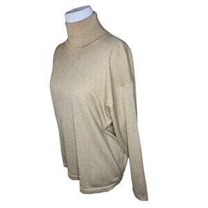 N.E.K. Beth Bowley Womens Sz L Metallic Gold Pullover‎ Sweater Turtleneck Blouse